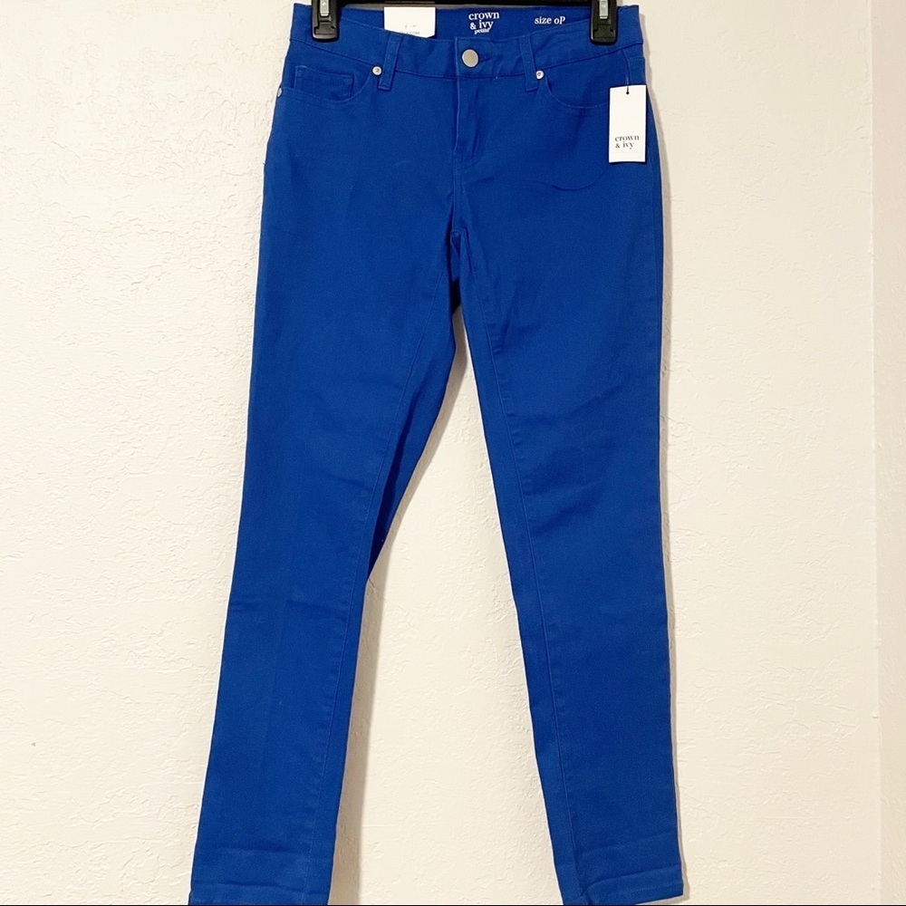 Crown & Ivy Women’s Size 0P Petite‎ Slim Skinny Jeans Blue Stretch Pockets